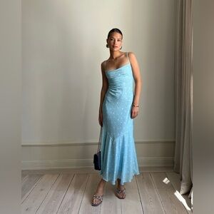 NWT Adoore Verona Dress Pool Blue Strappy Open Back Midi Dress Size 34 - US 4